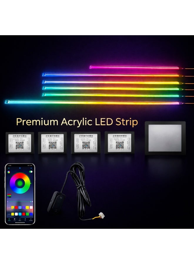 طقم إضاءة LED محيطية لمقصورة السيارة (6 في 1): شرائط أكريليك RGB بتأثيرات ضوئية متناغمة (Symphony) | تحكم عبر التطبيق | مزامنة مع الموسيقى | 16 مليون لون | إضاءة داخلية شاملة للسيارات (جهد 12 فولت) - Image 1