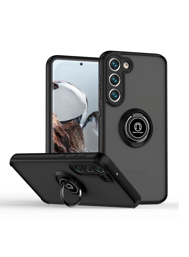 جراب samsung galaxy s23 plus ، غطاء خلفي واقي من المعدن الدائري لهاتف Samsung s23 plus أسود - Image 1