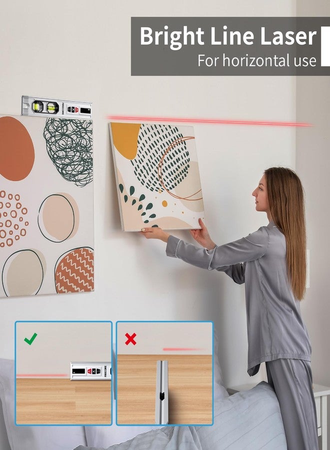 Firecore ميزان روح 3 في 1 مع مقياس مسافة بالليزر بطول 65 قدمًا وخط تسوية بطول 32 قدمًا، وميزان طوربيد مغناطيسي من Firecore مقاس 9 بوصات مع ضوء، وأداة تسوية رقمية صغيرة قابلة لإعادة الشحن لتعليق الصور والبناء - Image 4