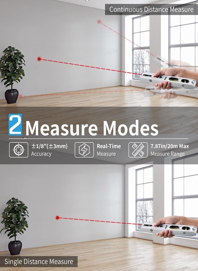 Firecore ميزان روح 3 في 1 مع مقياس مسافة بالليزر بطول 65 قدمًا وخط تسوية بطول 32 قدمًا، وميزان طوربيد مغناطيسي من Firecore مقاس 9 بوصات مع ضوء، وأداة تسوية رقمية صغيرة قابلة لإعادة الشحن لتعليق الصور والبناء - Image 2