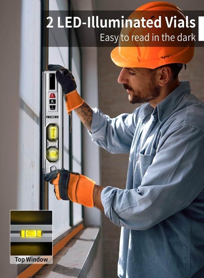 Firecore ميزان روح 3 في 1 مع مقياس مسافة بالليزر بطول 65 قدمًا وخط تسوية بطول 32 قدمًا، وميزان طوربيد مغناطيسي من Firecore مقاس 9 بوصات مع ضوء، وأداة تسوية رقمية صغيرة قابلة لإعادة الشحن لتعليق الصور والبناء - Image 3