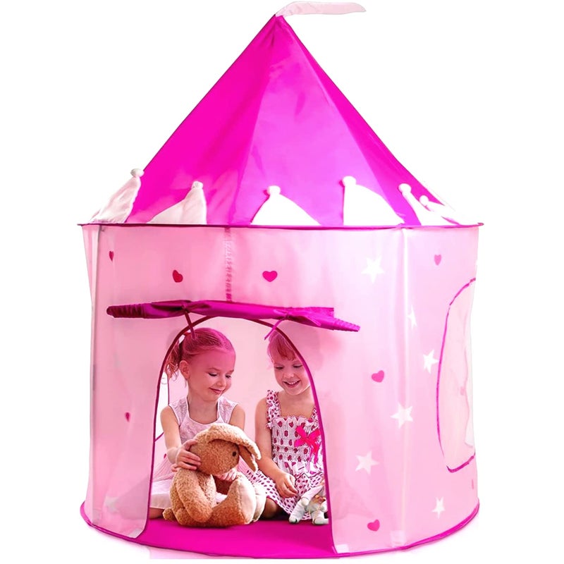 Play22 Play Tent Princess Castle Pink  Features Glow in The Dark Stars  Portable  Kids Pop Up Tent Foldable Into A Carrying Bag  Indoor and Outdoor Use  Original - Image 2