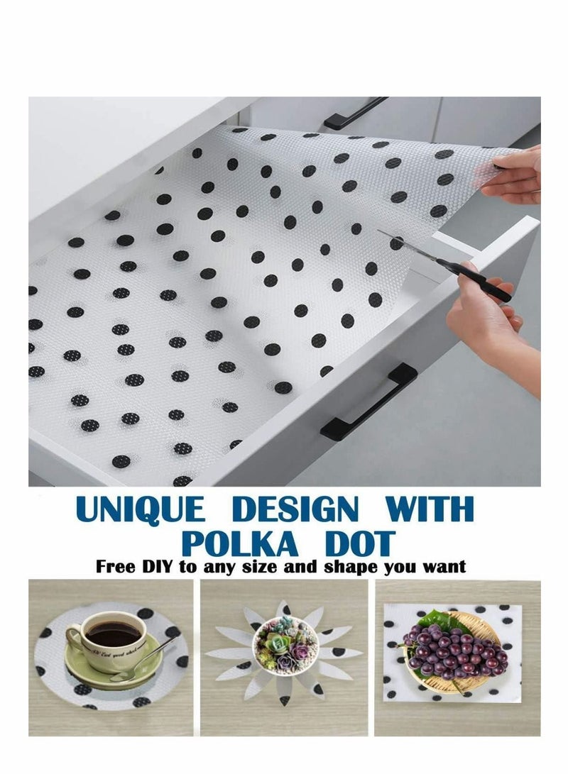 SYOSI Shelf Liner Drawer for Kitchen, Non-Adhesive Waterproof Transparent EVA Refrigerator Cabinet Pantry Shelves , Non-Slip Can be Cut Placemats ( Polka Dot / 17.7" x 47.2" ) - Image 1