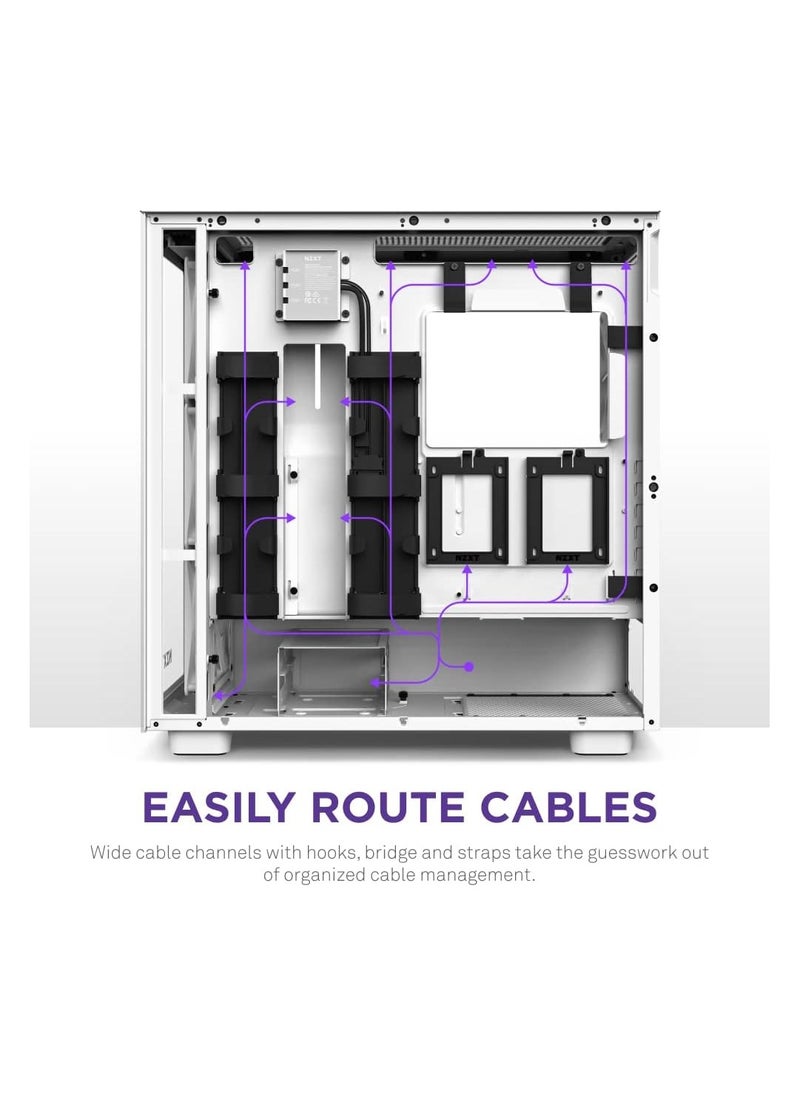 NZXT - NZXT H7 Elite ATX Mid Tower PC Gaming Case - Front I/O USB Type-C Port - Quick-Release Tempered Glass Side Panel  White (2023) - Image 1