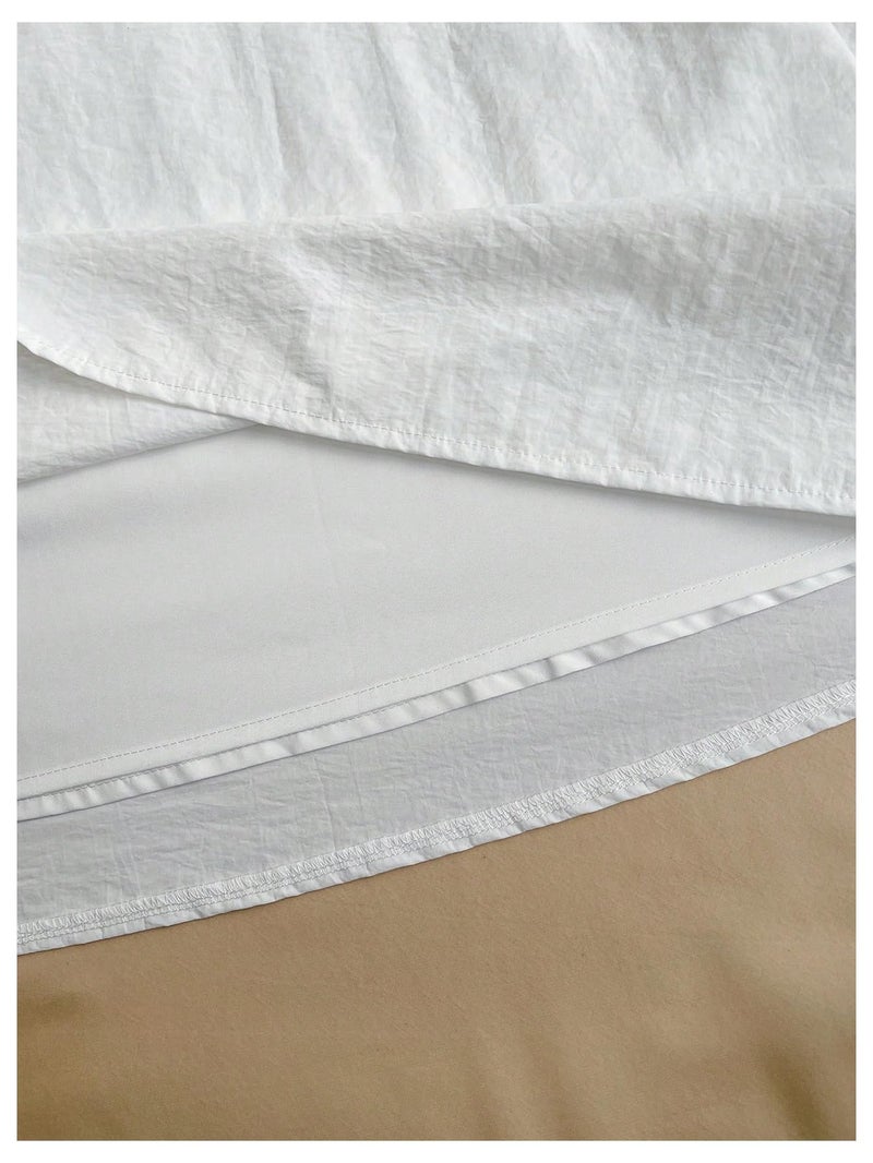 OYOANGLE Women's Wide Strap Frill Trim Sleeveless A Line Bow Tank Dress Summer Babydoll Sundress White Medium - Image 4