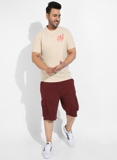Instafab Plus Men's Beige Basic Regular Fit T-Shirt  - Image 5