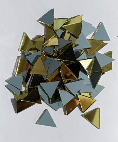 ACFENG Set of 100pcs 1" Triangle Real Glass Mirror Mosaic Tile, Triangular Real Glass Mirror DIY Crafts Accessory (Yellow Gold) - Image 4