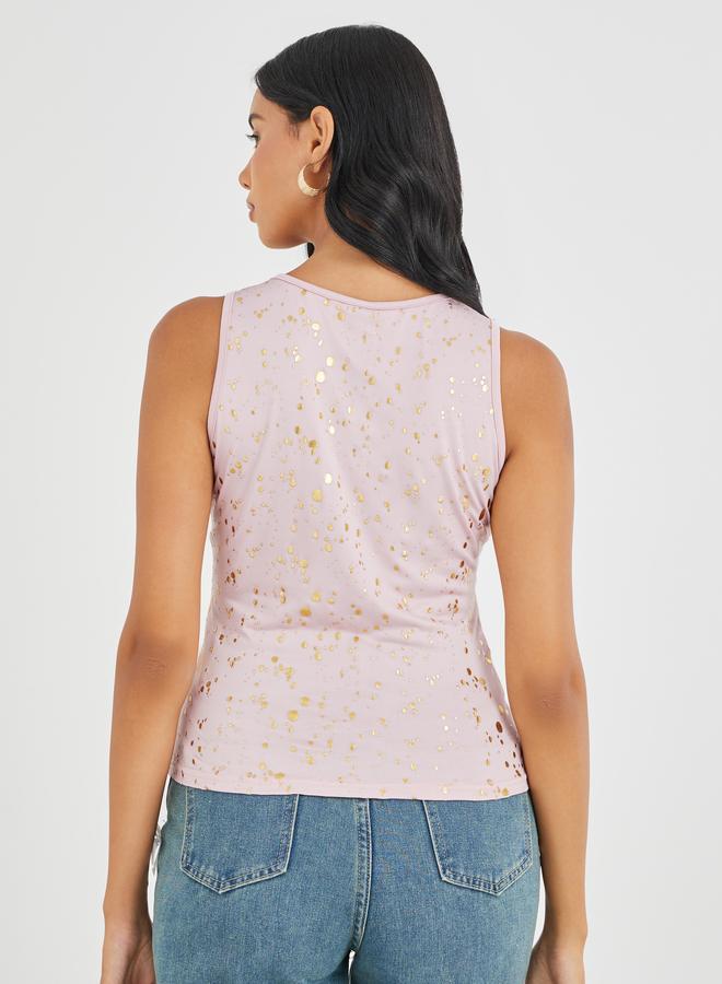 تايك تو بلوزة كامي مستديرة مطبوعة - Image 4