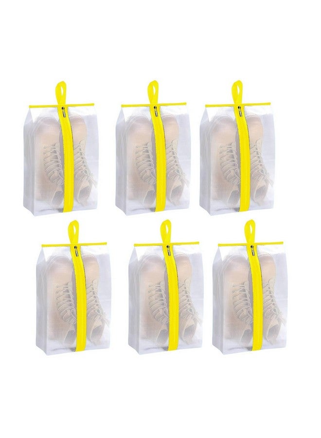 Lify Lify Travel Shoe Bag with Handle and Zipper Closure for Travel and Home Use as Soccer Shoe Bag - Waterproof, Dustproof, Transparent- 6 Piece Pack (Yellow (6Pcs)) - Image 1