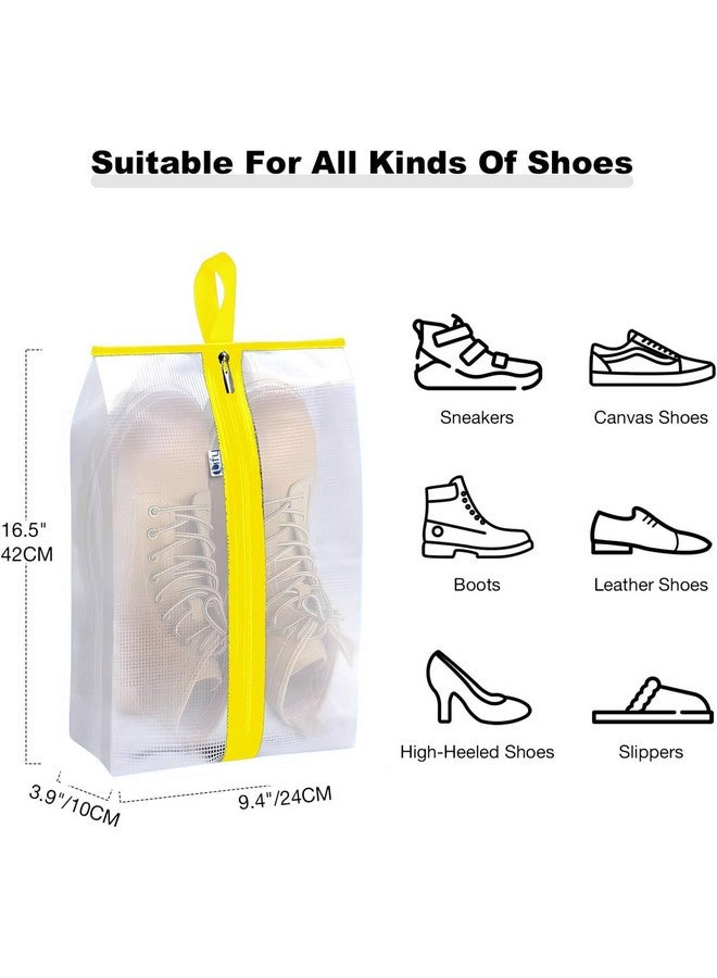 Lify Lify Travel Shoe Bag with Handle and Zipper Closure for Travel and Home Use as Soccer Shoe Bag - Waterproof, Dustproof, Transparent- 6 Piece Pack (Yellow (6Pcs)) - Image 2