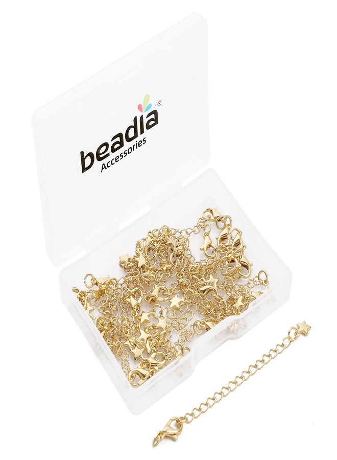 BEADIA 14K Gold Plated Extender Chains 75mm 20pcs 3D Star Extension Tail Chains for Jewelry Making Findings - Image 1