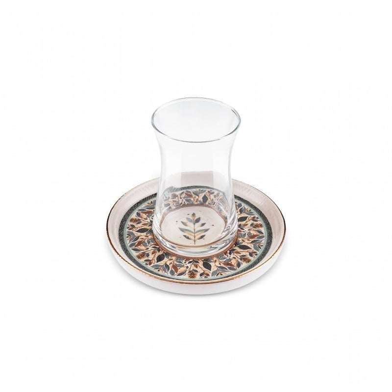 KARACA Clara 12-Piece Multicolor Turkish Tea Glass & Saucer Set â€“ Elegant Multicolour Design for 6 People - Image 5