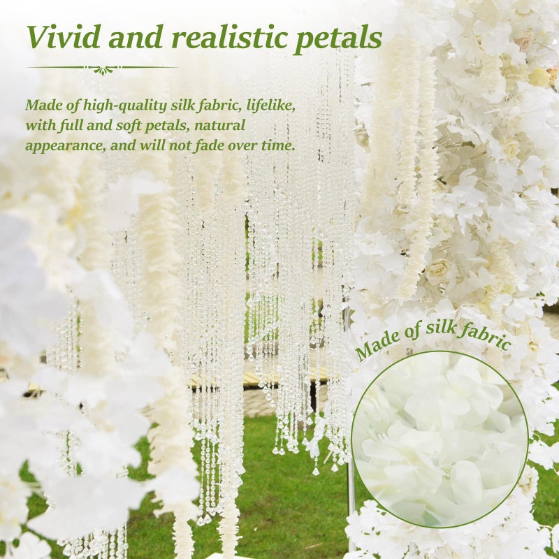 KOUISYY 40PCS Artificial Wisteria Hanging Flowers, 3.3Ft Artificial Wisteria Garland, White Hanging Wisteria Flower Vines Rattan, Reusable Silk Flowers String for Wedding Arch Party Garden Home Decor - Image 5