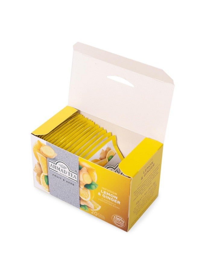Ahmad Tea Sachet Infusion Foil-Enveloped Teabags, Lemon and Ginger, 20 Count (Pack of 6) - Image 2