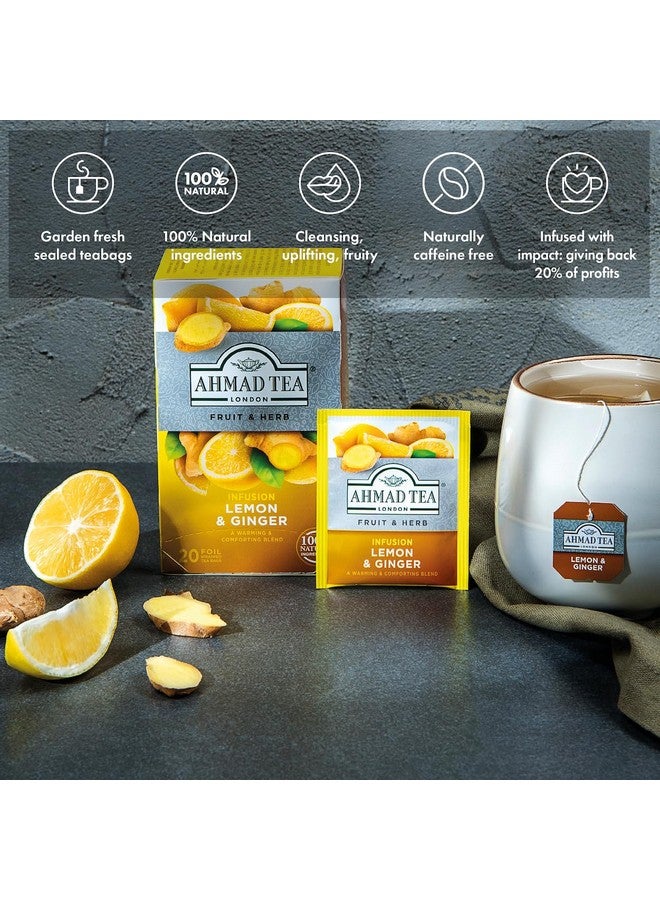Ahmad Tea Sachet Infusion Foil-Enveloped Teabags, Lemon and Ginger, 20 Count (Pack of 6) - Image 4