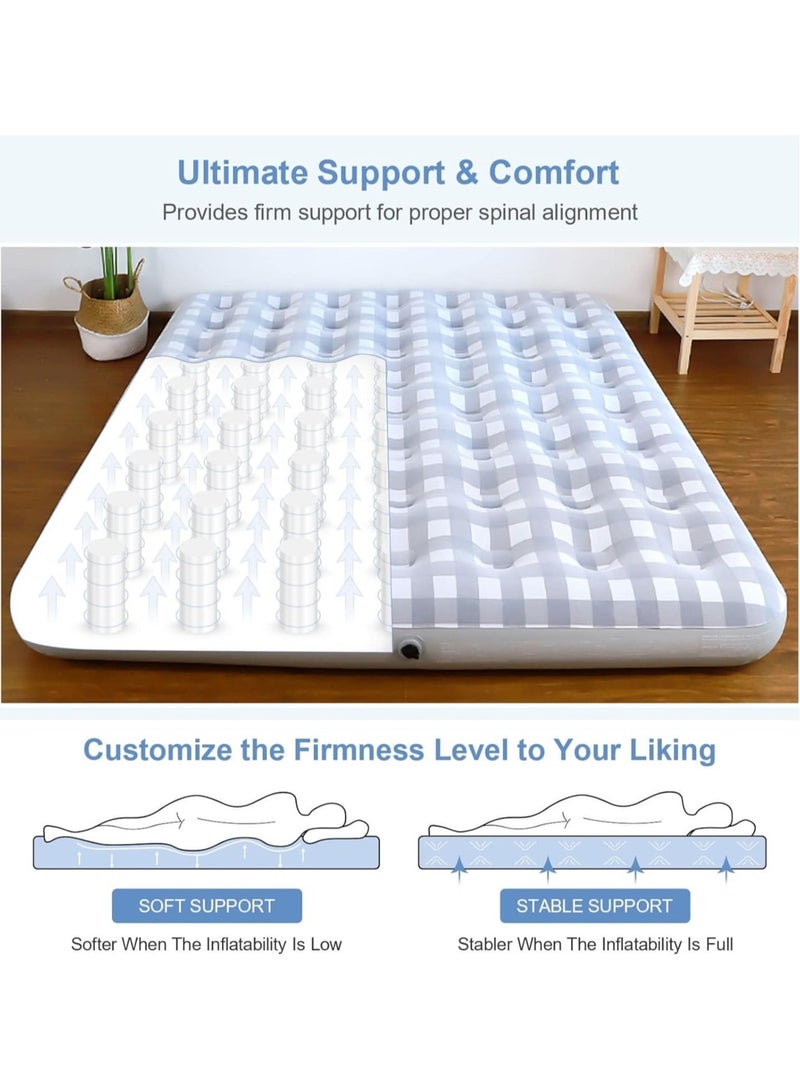 فول جوي مرتبة هوائي للتخييم من Giftway Queen - مرتبة هوائية قابلة للنفخ مع سطح متدفق، غطاء مقاوم للماء - سرير قابل للطي للتخييم / الضيوف / السفر - هدايا الانتقال لمنزل جديد للعائلة - Image 2