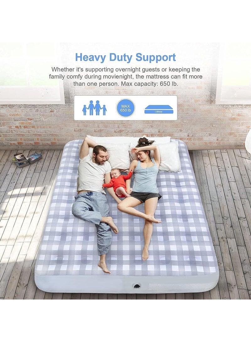 فول جوي مرتبة هوائي للتخييم من Giftway Queen - مرتبة هوائية قابلة للنفخ مع سطح متدفق، غطاء مقاوم للماء - سرير قابل للطي للتخييم / الضيوف / السفر - هدايا الانتقال لمنزل جديد للعائلة - Image 3