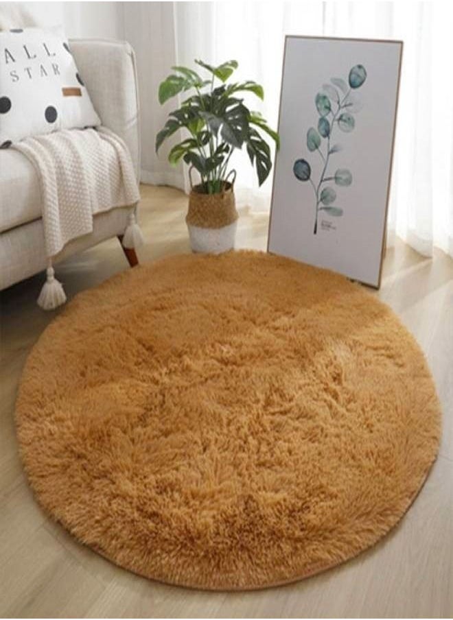 C&C Home 1-Piece Luxurious Super Soft Fur Living Room Non Skid Soft Microfiber Plush Bedroom Super Absorbent Rug Fluffy Warm Winter Round Mat Home Decoration Doorway kitchen Bathroom Rug for Home and Office 100x100  - Image 1