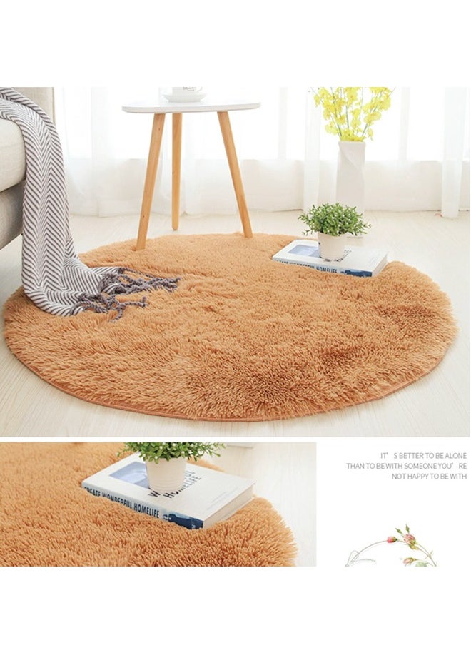 C&C Home 1-Piece Luxurious Super Soft Fur Living Room Non Skid Soft Microfiber Plush Bedroom Super Absorbent Rug Fluffy Warm Winter Round Mat Home Decoration Doorway kitchen Bathroom Rug for Home and Office 100x100  - Image 3