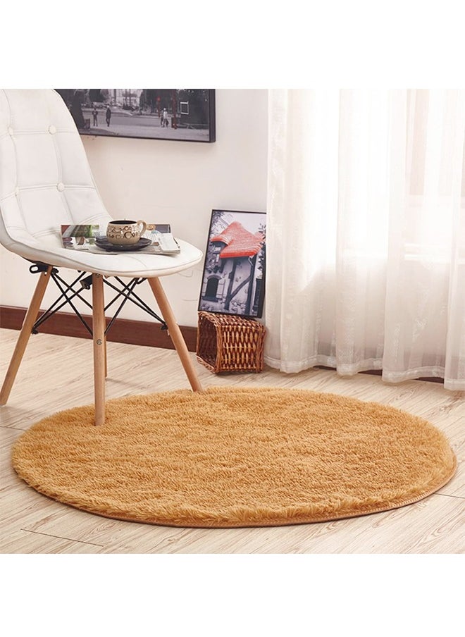 C&C Home 1-Piece Luxurious Super Soft Fur Living Room Non Skid Soft Microfiber Plush Bedroom Super Absorbent Rug Fluffy Warm Winter Round Mat Home Decoration Doorway kitchen Bathroom Rug for Home and Office 100x100  - Image 4