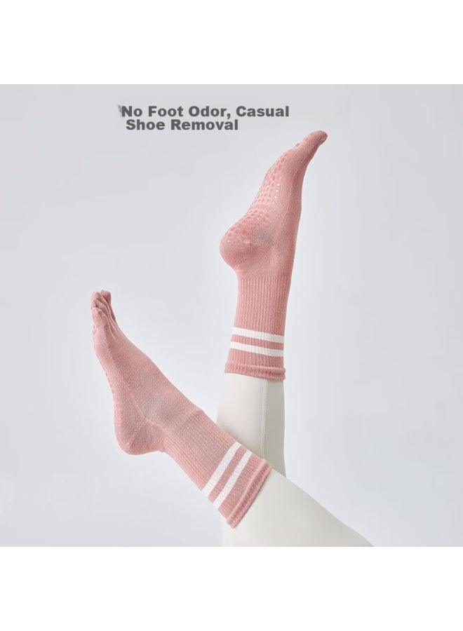XUEXIMAN Xueximan Yoga Socks For Women, Professional Non-slip Mid-calf Five-toe Socks, Pilates Socks, Sports Anti-slip Specialized Fitness Socks  - Image 5