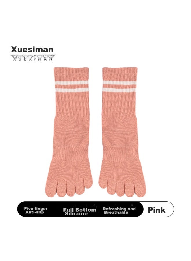 XUEXIMAN Xueximan Yoga Socks For Women, Professional Non-slip Mid-calf Five-toe Socks, Pilates Socks, Sports Anti-slip Specialized Fitness Socks  - Image 2