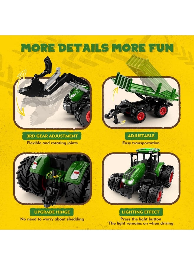 Uarzt Remote Control Tractor Toy, Kids Rc Tractor Set & Truck And Trailer Front Loader - Metal Car Head/8 Wheel/Light, Toddlers Farm Vehicle Toys For 3 4 5 6 7 8 9 Year Old Boys Girls Birthday Gift - Image 5