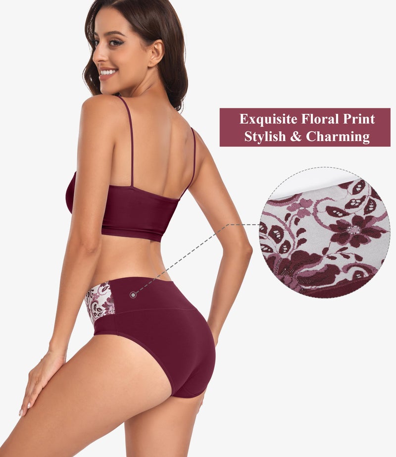coskefy Women's Panties Cotton Stretch Underwear Tummy Control Full Coverage Ladies Briefs 5 Pack - Image 5
