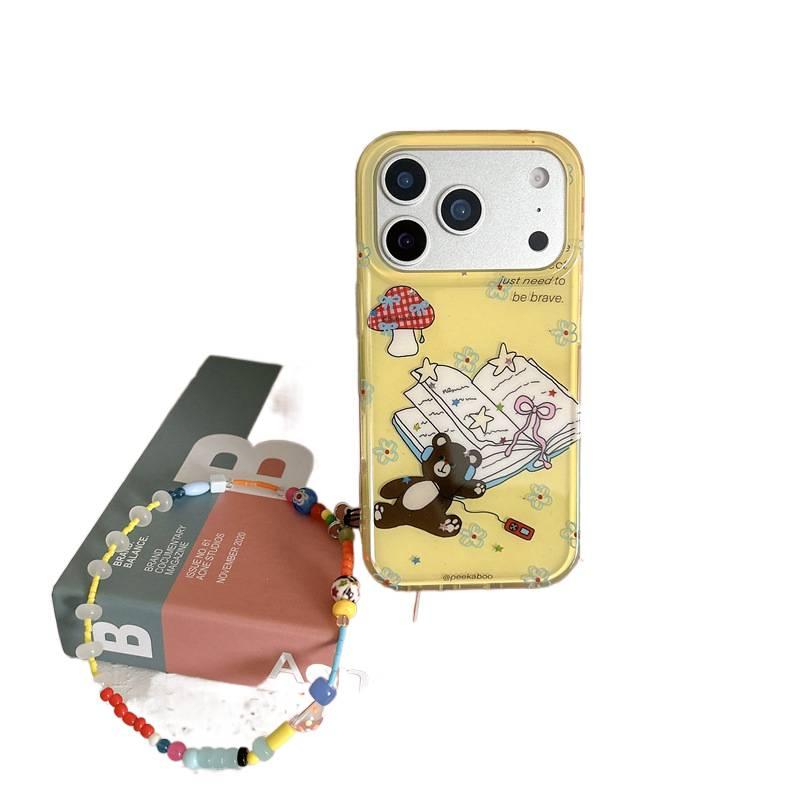 غطاء واقي | Shell with Chain | سيليكون | نقش كتاب الدب الجرافيتي الممتع | حماية من السقوط | مقاوم للصدمات لـ iPhone 16 / 16 Plus / 16 Pro / 16 Pro Max - Image 1