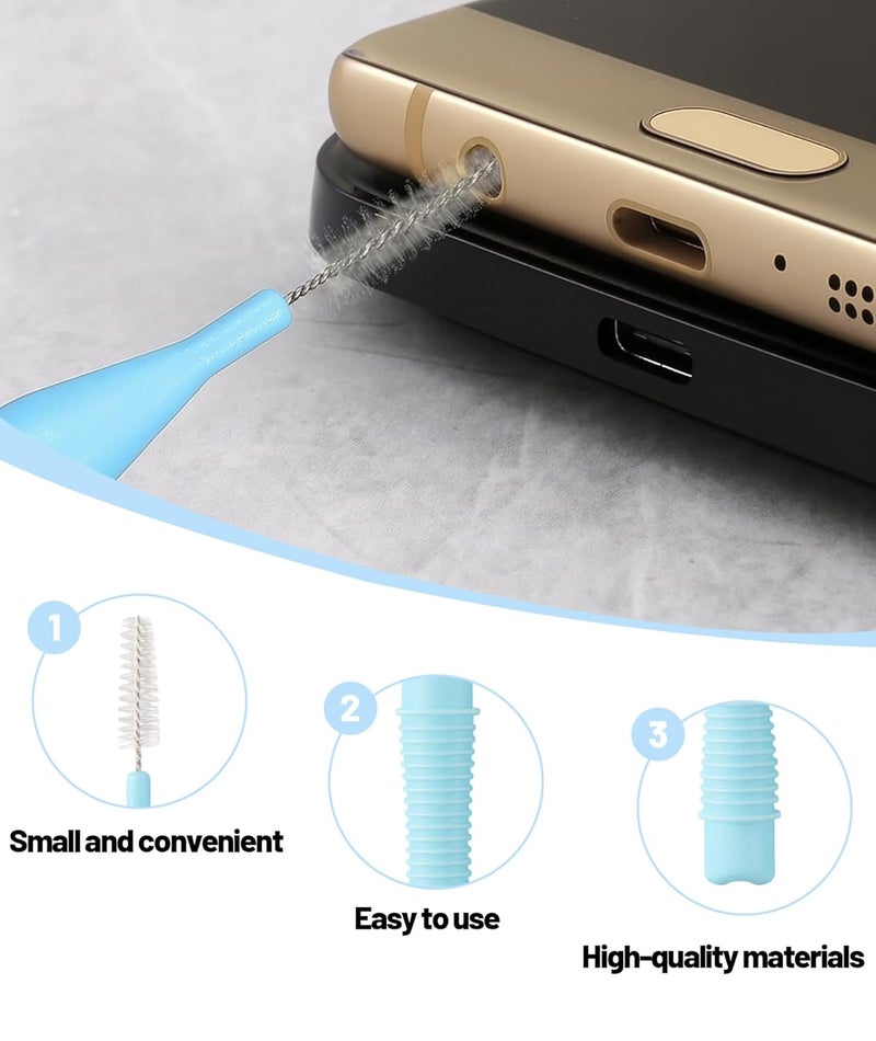 RupeeRise 10 Pcs Phone Cleaner Tool for Charging Port and Speaker, 1.0-1.2mm Precision Brush, Phone Cleaning Kit, Ideal for Smartphones and Small Spaces(Blue) - Image 2
