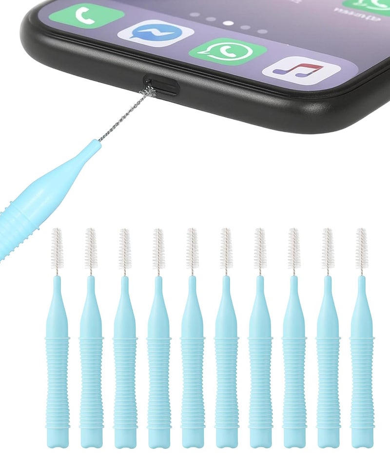 RupeeRise 10 Pcs Phone Cleaner Tool for Charging Port and Speaker, 1.0-1.2mm Precision Brush, Phone Cleaning Kit, Ideal for Smartphones and Small Spaces(Blue) - Image 1