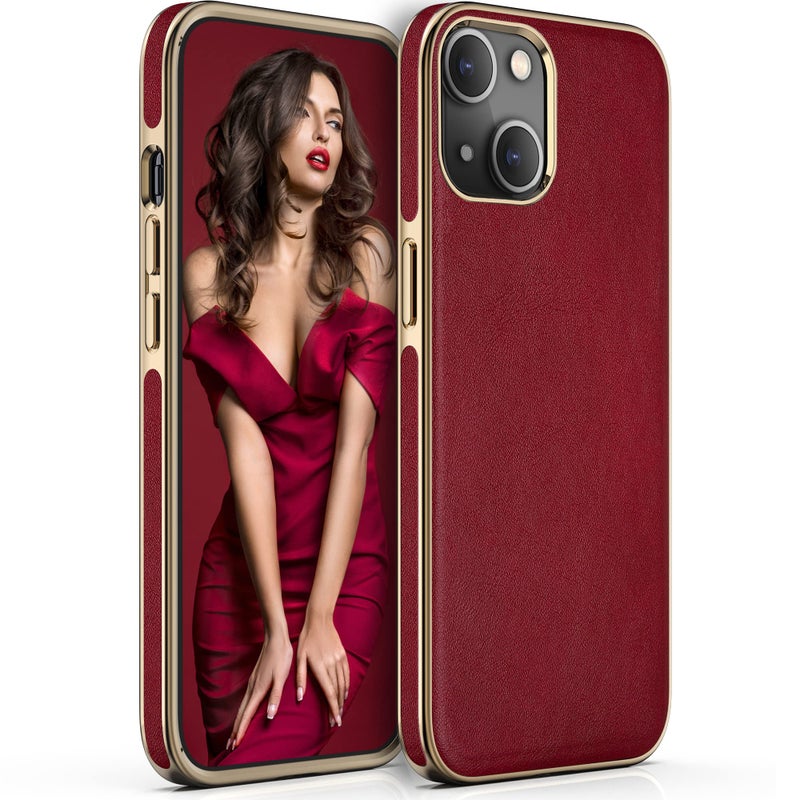 LOHASIC for iPhone 14 Case for Women Thin Slim Leather Luxury Elegant PU Soft NonSlip Grip Shockproof Bumper Full Body Protective Cover Girls Cute Phone Cases for iPhone 14 5G 61 2022 Red - Image 2