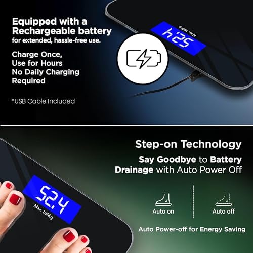 Dr Trust (USA) Electronic Zen Rechargeable Digital Personal Weighing Scale for Human Body with Temperature Display - Image 3
