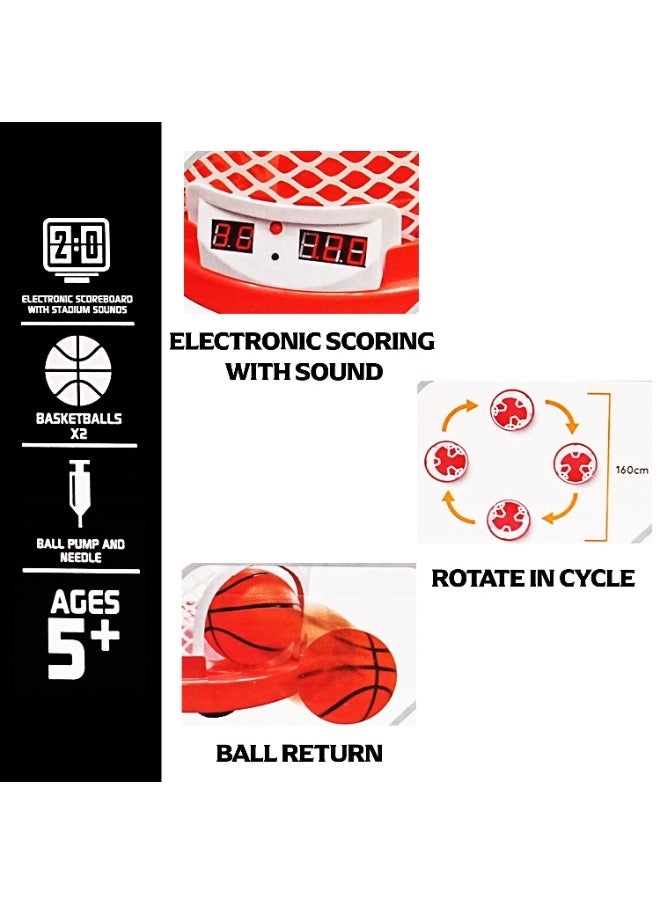 graffic Giraffe Graffic Giraffe Moving Basketball Hoop Set | Runaway Basketball Hoop Stand | Two Balls, One Pump | Electronic Scoreboard with Stadium Sound | Toddler Basketball Toys for Boys Age 5 6 8 12 (Red)  - Image 5
