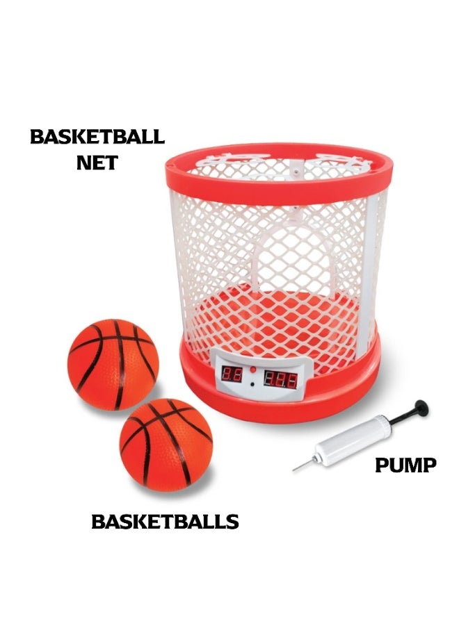 graffic Giraffe Graffic Giraffe Moving Basketball Hoop Set | Runaway Basketball Hoop Stand | Two Balls, One Pump | Electronic Scoreboard with Stadium Sound | Toddler Basketball Toys for Boys Age 5 6 8 12 (Red)  - Image 4