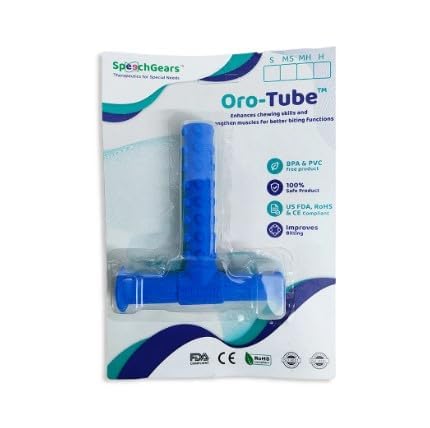 SPEECHGEARS Oro-Tube Blue Dotted A chewing tube for Speech Feeding and Sensory Integration. - Image 1