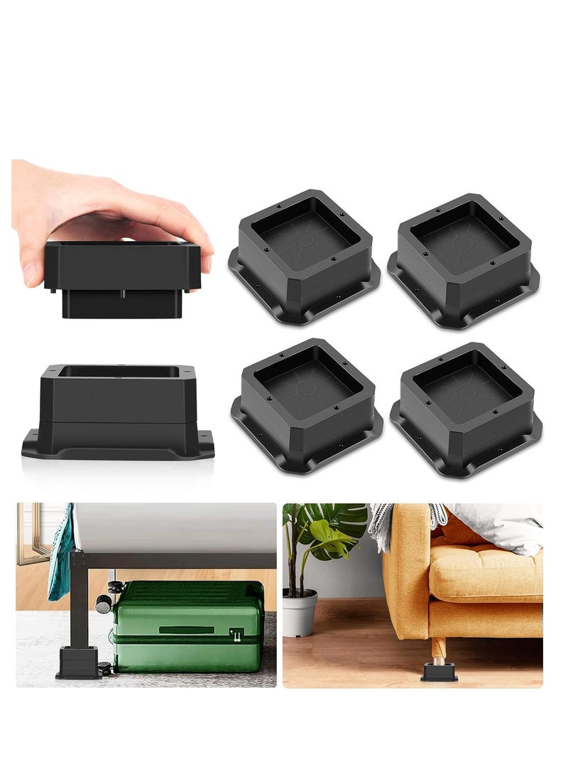 KASTWAVE 4 Pack Furniture Risers 1 Inch, Bed Risers, Heavy-Duty Support, Lift 1 inch for Couch, Sofa, Table, Chair, Bed Legs Dorm, Square Stackable Bed Raisers Blocks Lift Height 1"-2“, Black  - Image 1