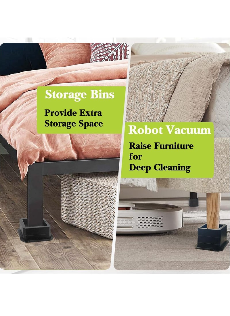 KASTWAVE 4 Pack Furniture Risers 1 Inch, Bed Risers, Heavy-Duty Support, Lift 1 inch for Couch, Sofa, Table, Chair, Bed Legs Dorm, Square Stackable Bed Raisers Blocks Lift Height 1"-2“, Black  - Image 4