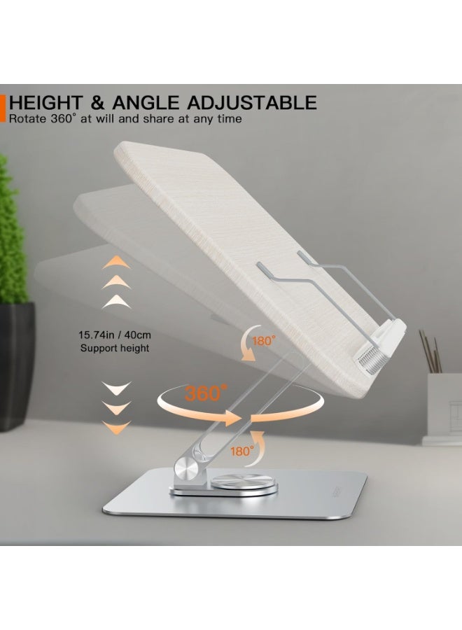 Bukela Book Stand for Reading, 360° Rotate & Multi Heights Adjustable Book Holder,Foldable Cookbook Book Stands with Elastic Page Clips for Sheet Music, Recipe, Laptop, Textbook (Light Wood) - Image 3