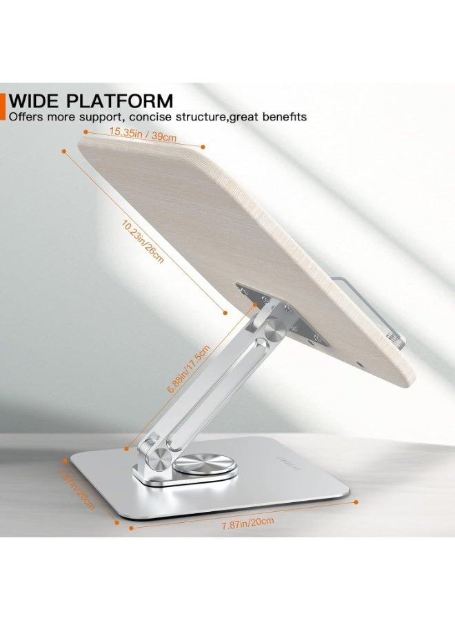 Bukela Book Stand for Reading, 360° Rotate & Multi Heights Adjustable Book Holder,Foldable Cookbook Book Stands with Elastic Page Clips for Sheet Music, Recipe, Laptop, Textbook (Light Wood) - Image 5