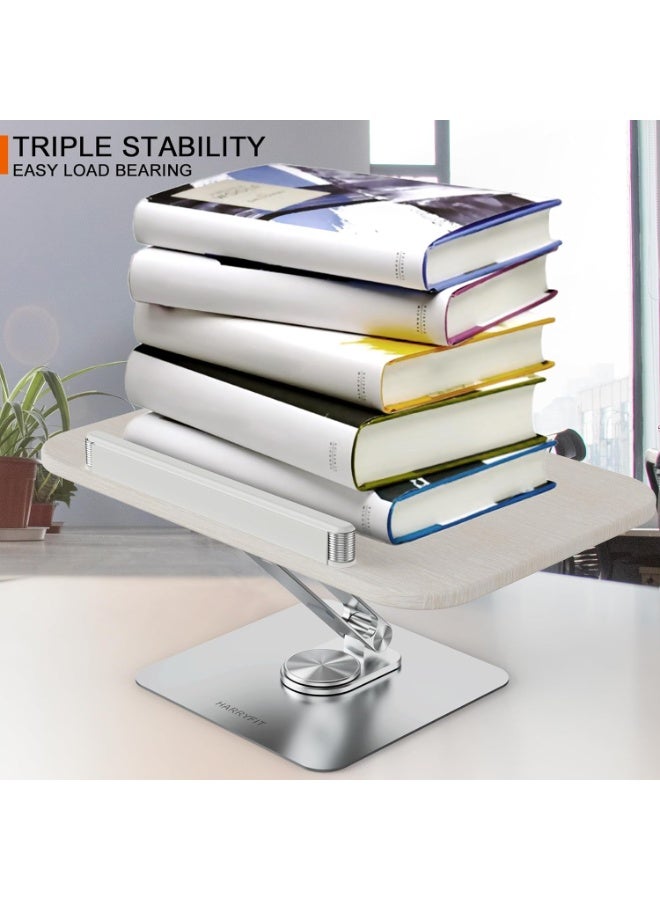 Bukela Book Stand for Reading, 360° Rotate & Multi Heights Adjustable Book Holder,Foldable Cookbook Book Stands with Elastic Page Clips for Sheet Music, Recipe, Laptop, Textbook (Light Wood) - Image 2