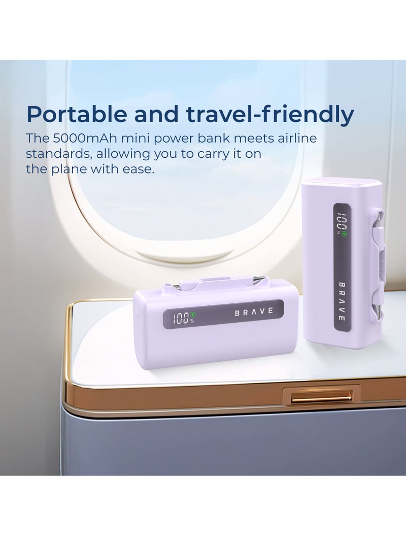 Brave - Power Bank Station Kit, Multi-Device Charging Dock, 4x 5000mAh Portable Charger Set with PD22.5W Type-C & PD20W Lightning, LED Display, Fast Charging External Battery for iPhone 16/15/14/13/12, Samsung S25/S24/S23/S22, iPad Pro, AirPods Pro, and More - USB-C Power Bank Charging Station (Purple) - Image 1