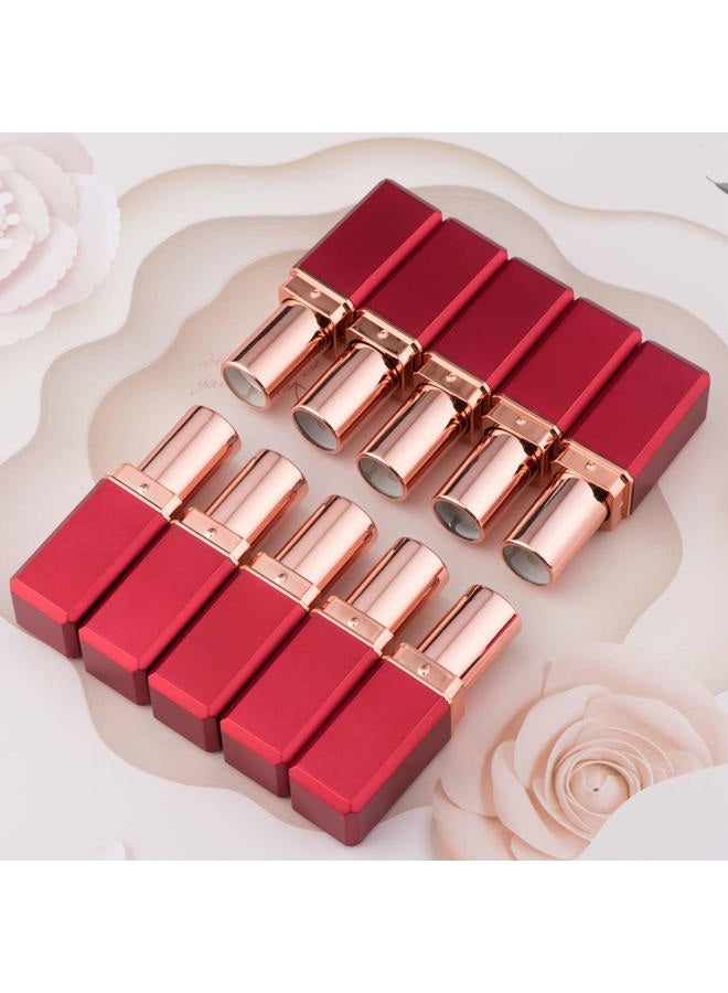 Allwon 10Pcs Red Empty Lipstick Tubes DIY Lip Balm Container (Square Tube) - Image 4