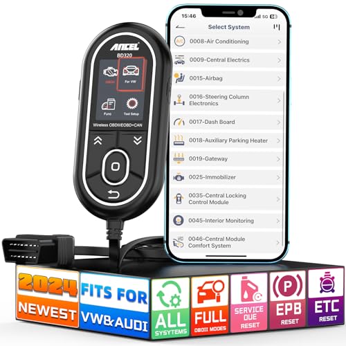 Ancel (Upgraded BD310 for VW Audi Skoda Seat) ANCEL BD320 OBD2 Scanner, All System Diagnostic Tool with EPB/Throttle/Oil Reset, Check Engine Code Reader for Cars, Bluetooth & Wired & HUD 3 in 1 - Image 1