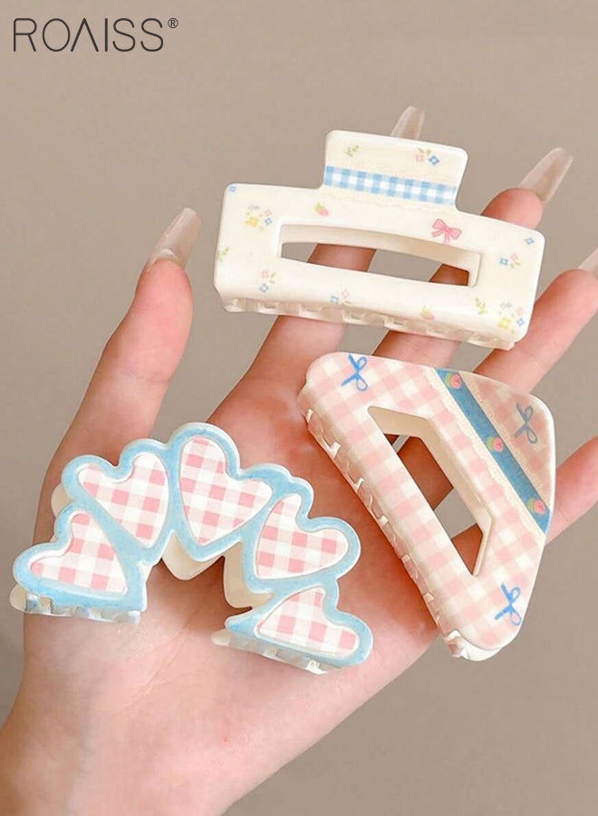 رويس 3 قطع مشابك شعر أكريليك للنساء، مشابك شعر خفيفة الوزن على شكل قلب مجوف، مشابك شعر للجزء الخلفي من الرأس، مناسبة لتصفيف الشعر للسيدات، الاستخدام اليومي، إكسسوارات الموضة - Image 5