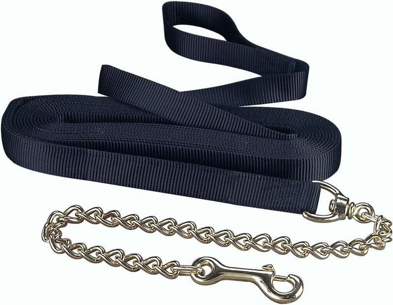 Hamilton Thick Nylon Horse Longe Line with Snap Chain, 24-Inch/26-Feet, Black - Image 1