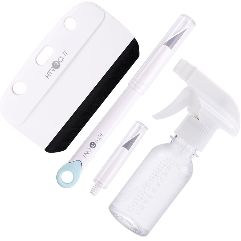 HTVRONT Window Film Kit - 4 Pcs Window Privacy Film Installation Tools, Easy to Apply Glass & Car Windows Tint Kit, Includes Felt Squeegee, Detachable Knife & 1 Extra Blade, 100ML Spray Bottle - Image 1