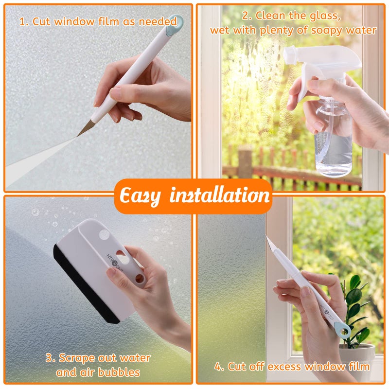HTVRONT Window Film Kit - 4 Pcs Window Privacy Film Installation Tools, Easy to Apply Glass & Car Windows Tint Kit, Includes Felt Squeegee, Detachable Knife & 1 Extra Blade, 100ML Spray Bottle - Image 3