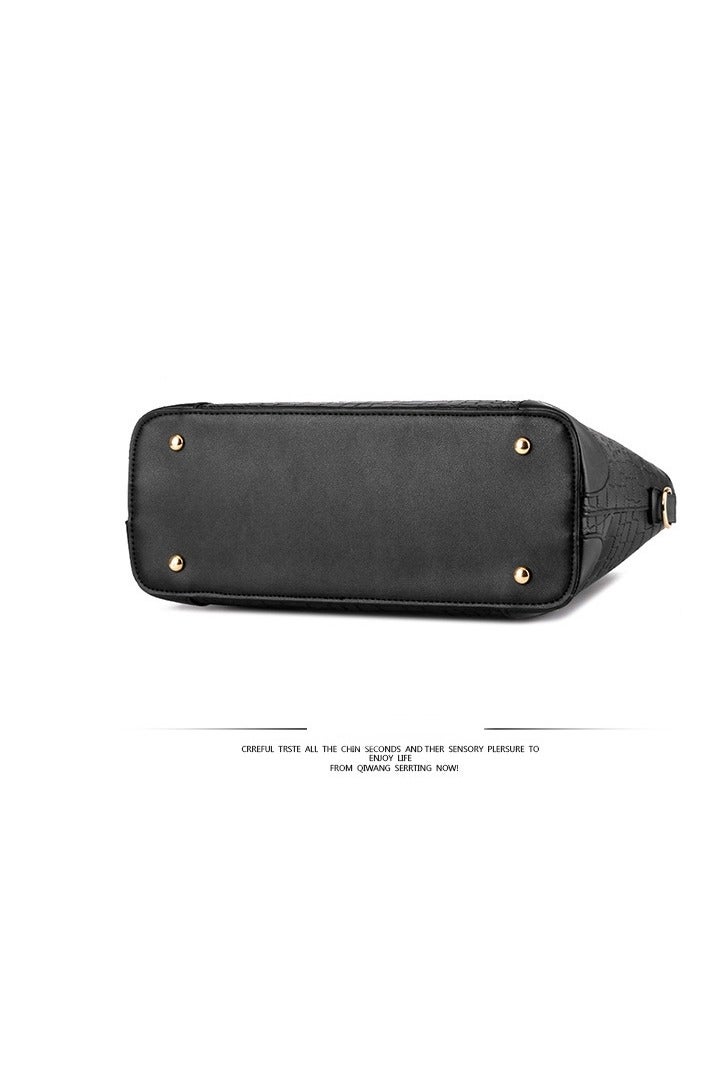 Women's Handbag Set of Two Crocodile-Effect Leather Shoulder Bag and Clutch Black  - Image 5