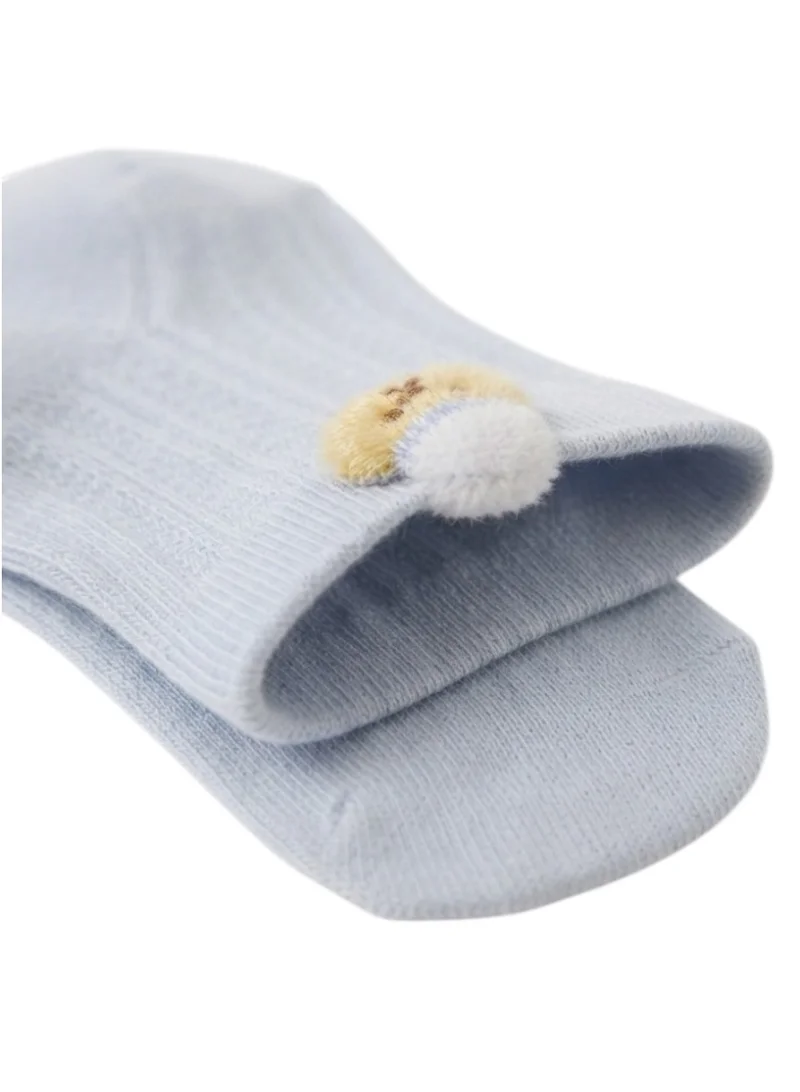 Bidani Baby Ribbed Crew Socks with Back Tab 5 Pairs - Baby Blue